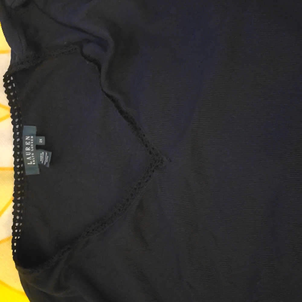 EUC - HP💫Ralph Lauren Women's Sleeveless Black Top in 2X with Crochet Detail - Picture 12 of 12